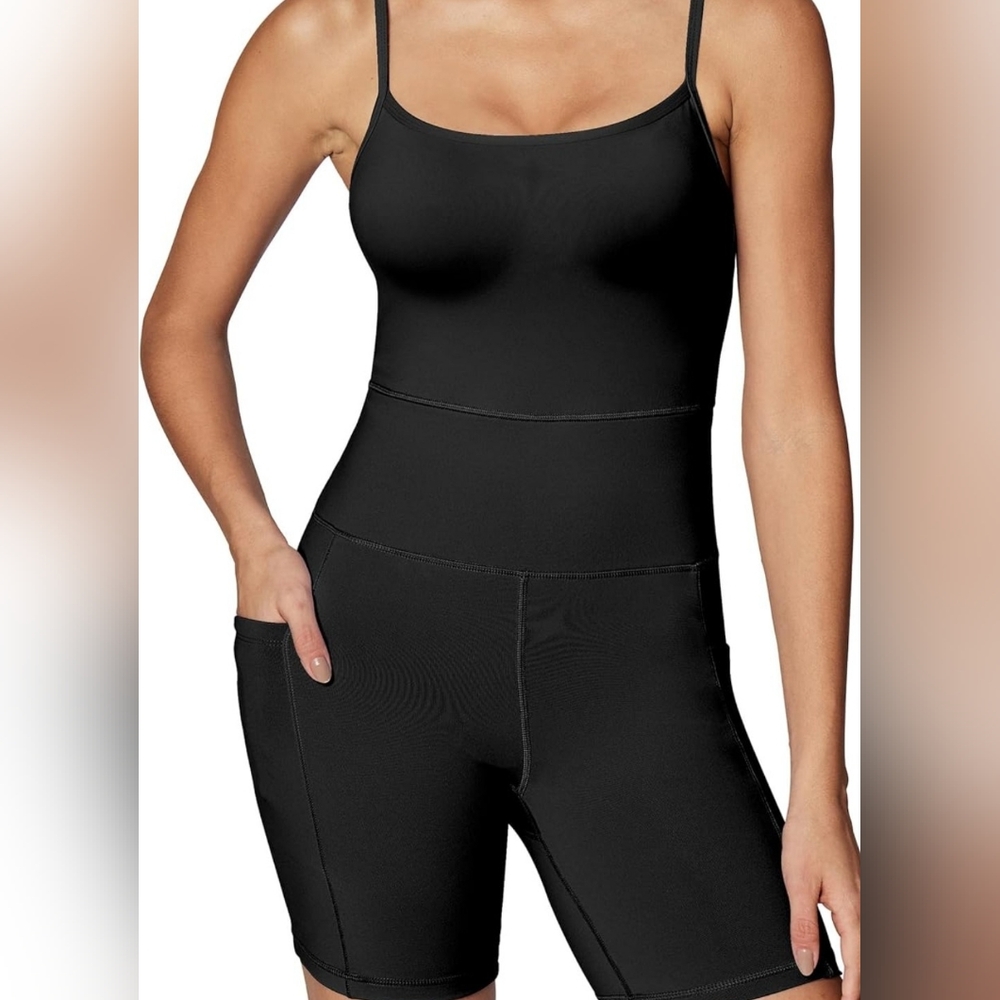 Heathyoga Womens Workout Romper Shorts Tummy Control One Piece Jumpsuit